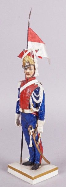 VANGERDINGE «Chevau leger lancier de la Garde impériale.» Figurine polychrome avec...