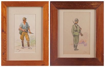 Alfred George HOËN (1869-1954) «Résistant et soldat allemand» Deux dessins au crayon...