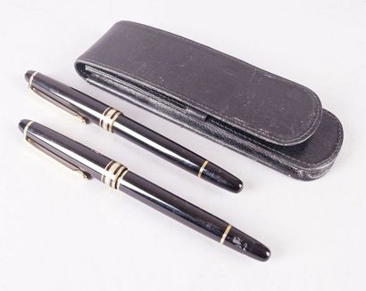 MONTBLANC PARURE modèle «MEISTERSTÜCK» stylo plume avec plume or 18 ct et stylo bille...