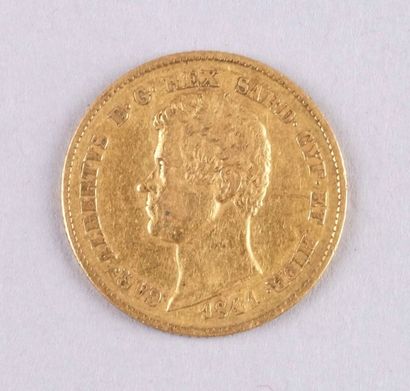 null PIÈCE de 20 LIRES OR PIEMONTAISE à l'effigie de Charles-Albert.
1841, Gênes