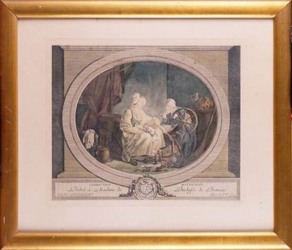 Joseph de LONGUEIL (1730-1792) d'après Étienne AUBRY LA CORRECTION MATERNELLE Burin...