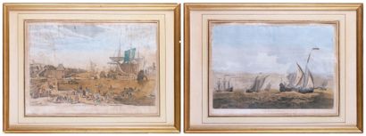 null DEUX GRAVURES d'époque XVIIIe siècle aquarellées:
- Jean HEUDELOT - né en 1730
VUE...