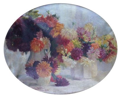 Fritz STATTLER - né en 1867 
VASE DE FLEURS, 1913
Huile sur toile dans un format...