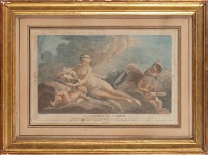 Gainsborough DUPONT (ca 1754-1797) d'après François BOUCHER 
VÉNUS ENIVRANT L'AMOUR
Aquatinte...