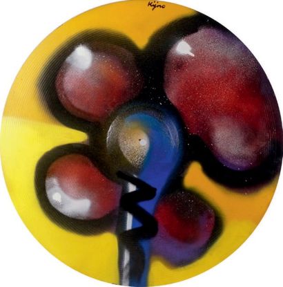 Ladislas KIJNO - 1921-2012 COMPOSITION
Trois cymbales peinte à l'acrylique à l'aérosol...