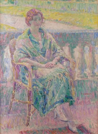 Albert Van HOLSBEEK - 1877-1948 PORTRAIT DE FEMME SUR UNE TERRASSE, vers 1905/1910
Huile...