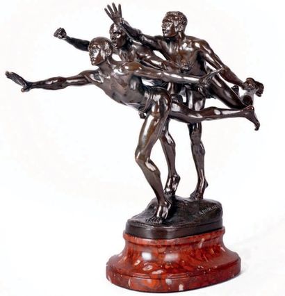 Alfred BOUCHER - 1850-1934 AU BUT
Ancienne épreuve en bronze à patine brun nuancé...