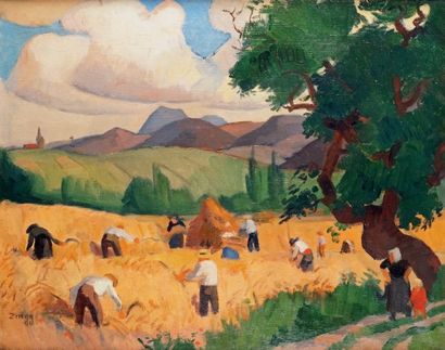 Jules ZINGG - 1882-1942 LES MOISSONS
Huile sur toile signée en bas à gauche.
65 x...