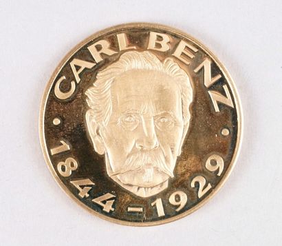 null MÉDAILLE EN OR JAUNE 14 ct à l'effigie de Carl Benz (1844-1929). Fleur de coin.
Poids:...