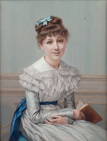Jules Émile SAINTIN - 1829-1894 JEUNE FILLE ET SON LIVRE, 1885
Pastel signé et daté...