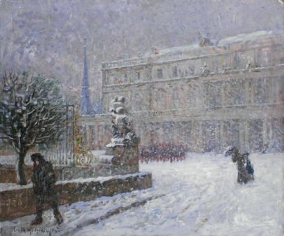 Frank Milton ARMINGTON - 1876-1941 LE PALAIS DUCAL DE NANCY SOUS LA NEIGE
Huile sur...