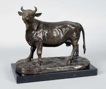 Isidore BONHEUR (1827-1901) LA VACHE Epreuve en bronze à patine brune nuancée. Haut....