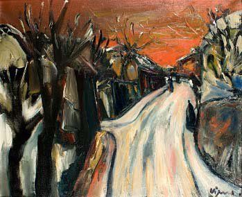 Sylvain VIGNY (1902-1970) RUE DE VILLAGE SOUS LA NEIGE Huile sur toile, signée en...