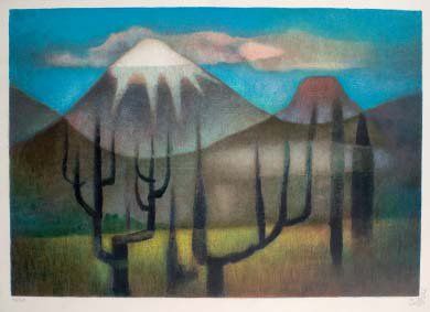 Louis TOFFOLI (1907-1999) MONTAGNES MEXICAINES Lithographie signée et numérotée 42/150....