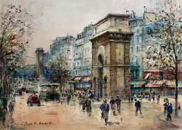 Georges-Dominique ROUAULT (1904-2002) PARIS, LA PORTE SAINT-MARTIN Aquarelle signée...