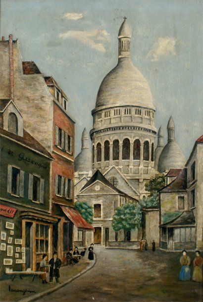 Lucien GENIN - 1894-1953 PARIS, LE SACRÉ-COEUR Huile sur toile signée en bas à gauche....