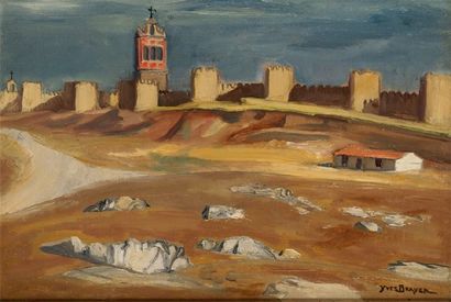 Yves BRAYER - 1907-1990 LES REMPARTS D'AVILA Huile sur toile signée en bas à droite....