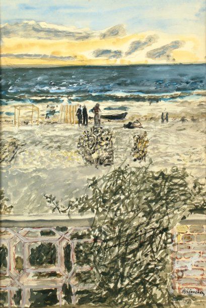 Maurice BRIANCHON - 1899-1979 PLAGE DU MORBIHAN, 1950 Gouache et aquarelle, signée...