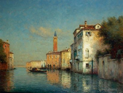 BOUVARD - 1912-1975 CANAL À VENISE Huile sur toile signée en bas à droite. 50 x ...