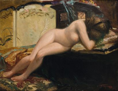 Henri CAYON, né en 1878 NU ALLONGÉ Huile sur toile signée en bas à droite. 50 x ...