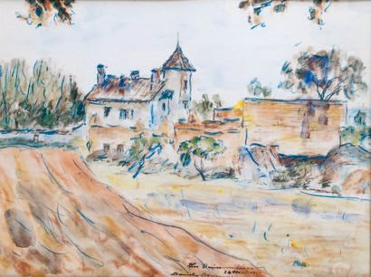 Daniel DOURDOUZE - 1874-1923 LES BUISSONNIÈRES, 1917 Aquarelle signée, située et...