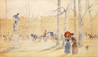 Francis GARAT - né en 1870 LES DEUX ÉLÉGANTES, 1891
Aquarelle signée et datée en...