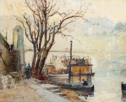 Eugène VILLON – 1879-1942 QUAI DU RHÔNE, 1927
Aquarelle signée et datée en bas à...