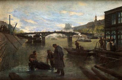 École Française du XIXe siècle PARIS, LE PONT DES ARTS
Huile sur panneau marouflé...