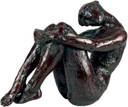 François CACHEUX - 1923-2011 FEMME ASSISE
Épreuve en bronze à patine brun vert nuancé...