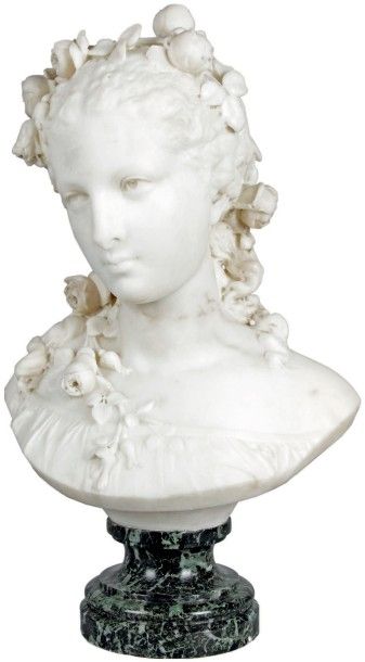 null PORTRAIT EN BUSTE DE MADAME L, 1872
Épreuve en marbre blanc signée et datée.
Socle...