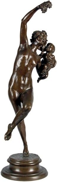 Frédérick Mac MONNIES - 1863-1937 
BACCHANTE ET ENFANT FAUNE, 1894
Groupe en bronze...