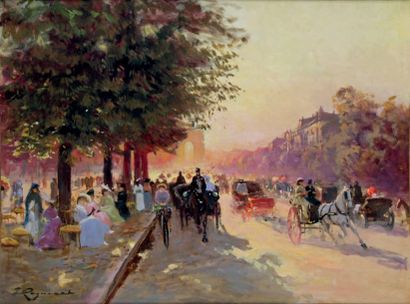 Émile CAGNIART - 1851-1911 
LES CHAMPS-ÉLYSÉES
Huile sur toile signée en bas à gauche.
46...