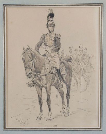 Henry DUPRAY (1841-1909). Ecole française 
«Lieutenant Commandant des Gardes du Corps...