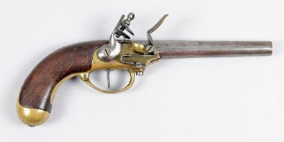 null Pistolet d'arçon à silex modèle 1777. Canon rond daté au tonnerre «80» et poinçonné....