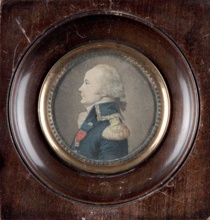 École FRANÇAISE de la fin du XVIIIe siècle 
«Portrait du Capitaine de vaisseau Edouard...