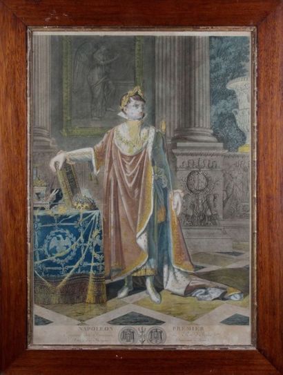 null «Napoléon Ier. Empereur et Roi.»
Gravure rehaussé d'aquarelle. 68 x 49 cm.
A.B.E....