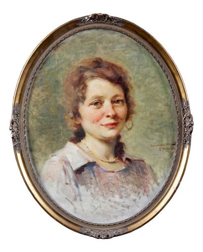 Louis MAISTRE - né en 1862 PORTRAIT DE FEMME
Huile sur panneau signée à droite au...