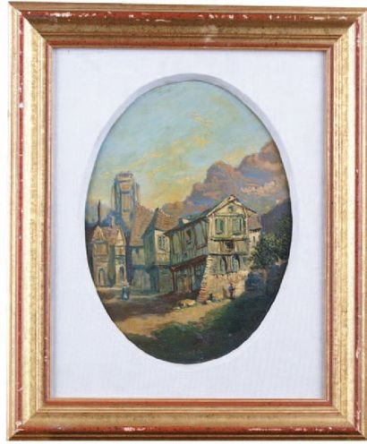 ÉCOLE FRANÇAISE du XIXe siècle Huile sur panneau format ovale. 21 x 15