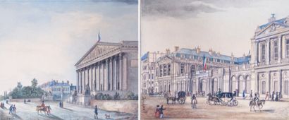 IZIEDINOFF, école russe du XIXe siècle Vues du Palais Bourbon et du Palais Royal...
