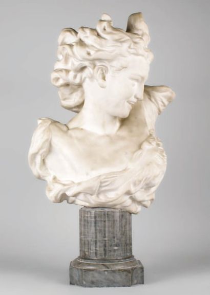 Jean-Baptiste CARPEAUX - 1827-1875 LE GÉNIE DE LA DANSE Épreuve en marbre blanc,...