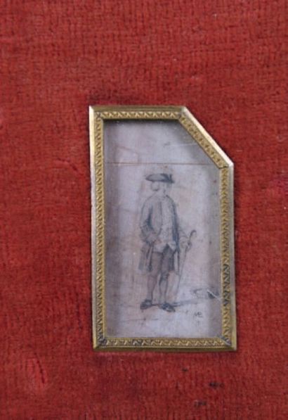 Attribué à Ernest MEISSONIER (1815-1891) Gentilhomme en redingote Miniature. Dessin...