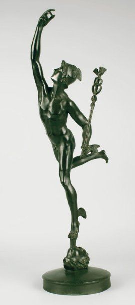 D'après Jean de BOLOGNE Le Mercure volant Épreuve en bronze à patine brune. (Accidents...