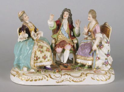 null PORCELAINE ALLEMANDE GROUPE en porcelaine polychrome d'époque fin XIXe siècle...