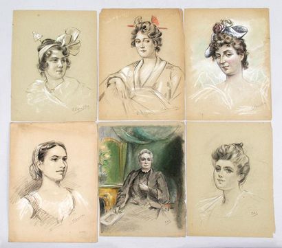 Lucien LOPEZ-SILVA (né en 1862) 
SUITE DE DIX-NEUF PORTRAITS DE FEMMES EN BUSTE,...