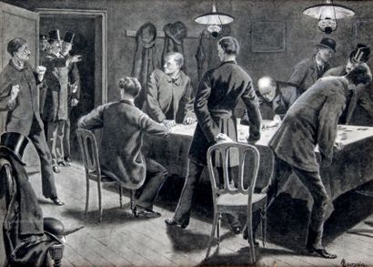 Gustave BOURGAIN - 1855-1921 LE TRIPOT
Lavis d'encre de Chine signé en bas à droite.
24...