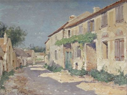 Eugène GALIEN-LALOUE - 1854-1941 PETITE RUE DE VILLAGE
Huile sur panneau signée en...