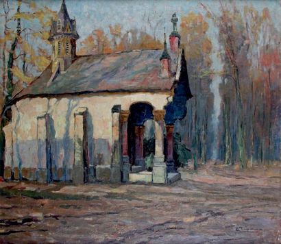 Louis RIGAUX - 1887-1954 CHAPELLE EN NORMANDIE
Huile sur toile signée en bas à droite.
70...