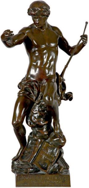 Émile PICAULT - 1833-1915 LE SEMEUR D'IDÉES
Bronze à patine ocre brun signé et titré...