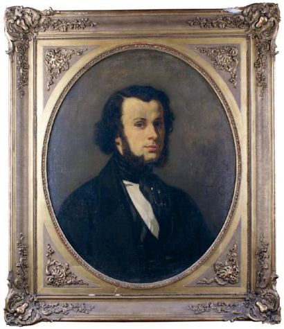 Thomas COUTURE - 1815-1879 PORTRAIT D'HOMME AUX FAVORIS, vers 1840 Huile sur toile,...