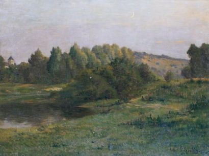 Albert GOSSELIN - 1862-1931 PAYSAGE Huile sur toile, signée en bas à droite. 46 x...
